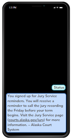 Jury Service Text Message Reminder Status text message