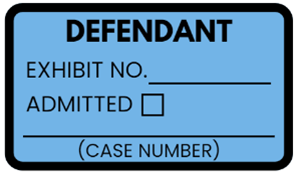 image of blue sticker for defendant's exhibits