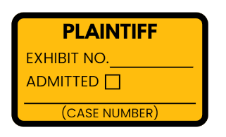image of yellow sticker for plaintiff's exhibits